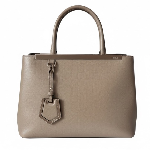 Fendi Handbags - Fendi 2Jours Small / Petite Tote in Beige-Gray Leather with Crossbody Strap